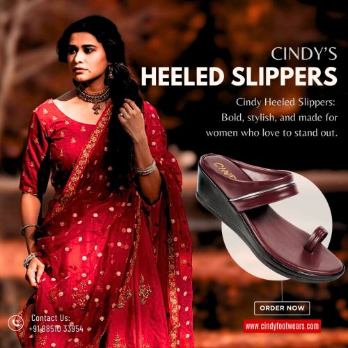 Women Heeled Slipper Collections India Cindy Footwears